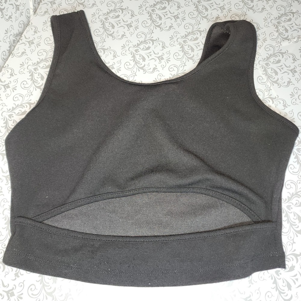 Black crop tank with waist  strip(s) by SHEIN( S)